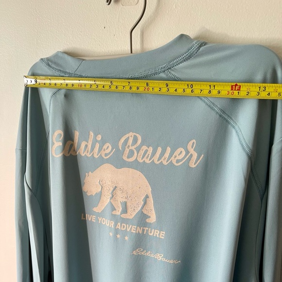 EDDIE BAUER XL Long Sleeve T-Shirt UPF 50 Crew Neck Stone Blue Bear - Picture 6 of 9